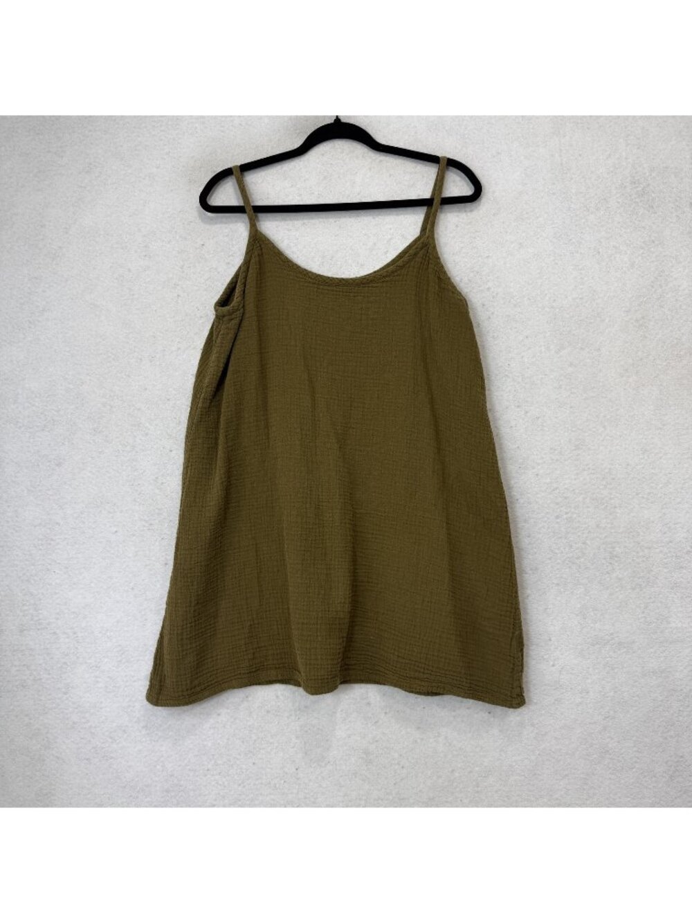Honest Cotton Dress Womens One Size Green Gauze Scoop Neck Slip Sundress